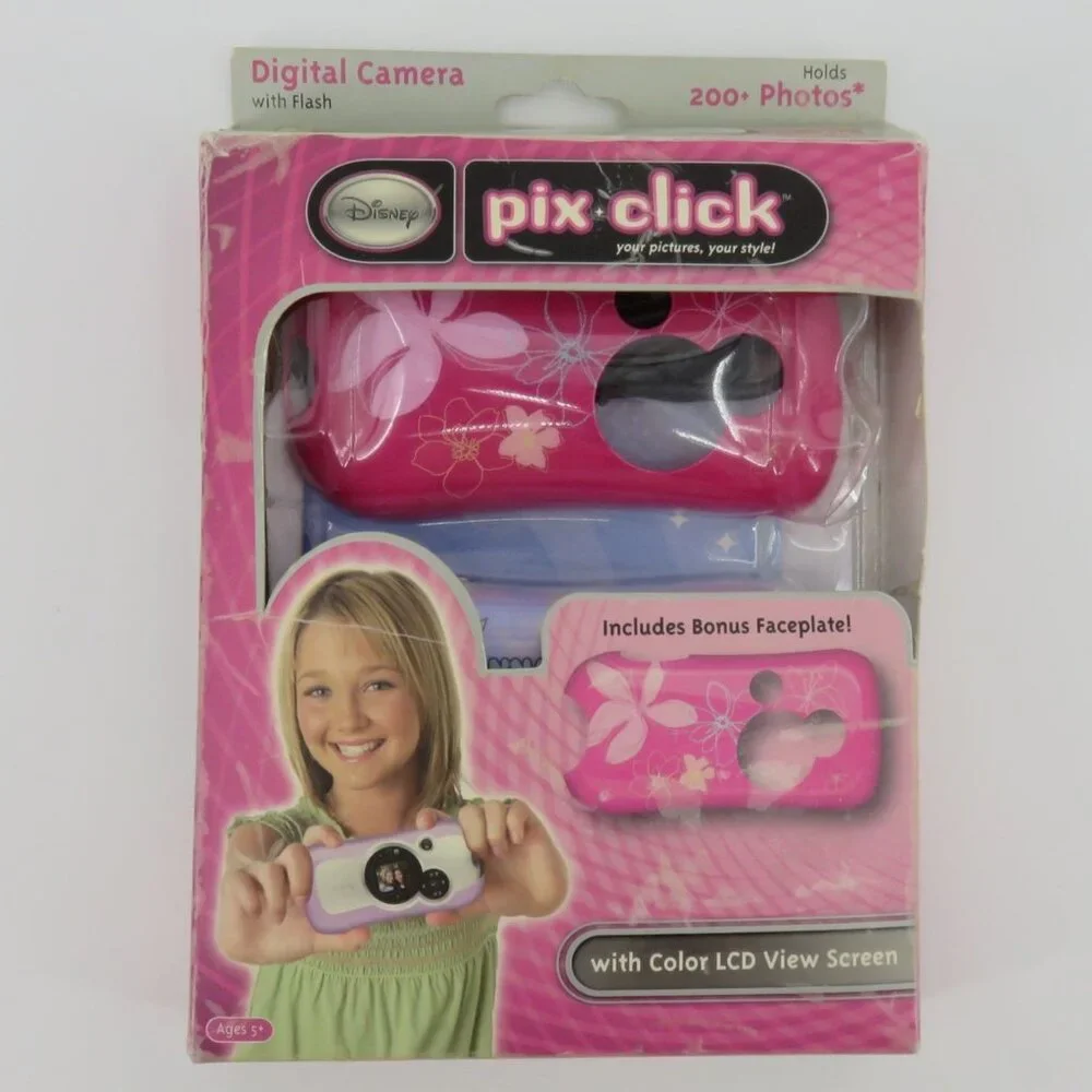 Pix Click Disney Hannah Montana Digital Camera Flash Ages 5+ 2007 Pink Purple